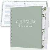 Paige McRae Recipe Book Sage cover with durable spiral binding for daily use.