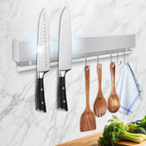 Pailexin 12 inch magnetic knife holder on wall keeps knives within easy reach.