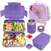 PainZieteg preppy lunch box outside purple bag, ideal for school lunches and snacks.