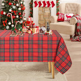 PakiInno Buffalo Plaid tablecloth closeup showing rich red fabric texture for festive meals.