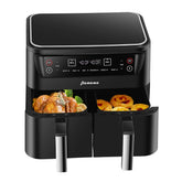Panana dual-basket air fryer with two drawers for simultaneous meals.