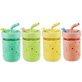 PandaEar kids glass cups with silicone sleeves four-pack for spill-free sipping