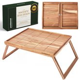 PANDAWOOD Acacia bed tray with ergonomic handles for easy transport and secure placement