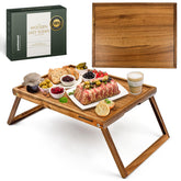 PANDAWOOD bed tray with folding legs in acacia wood offering stable breakfast in bed