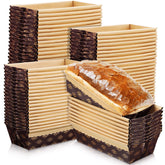 Panitay paper loaf pan front view, compact 6x2x2 inch size for easy baking.
