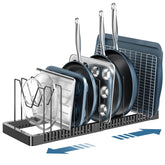 PanPanPal under-cabinet lid organizer keeps lids neatly accessible and saves cabinet space.