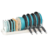 Pantasia under-cabinet pots and pans organizer with expandable dividers for easy access