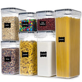PANTRYSTAR airtight tall container keeps dry ingredients fresh and easy to identify.