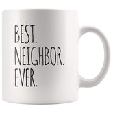 Panvola Best Neighbor Ever mug front view, ideal neighbor gift.