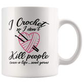 Panvola crochet yarn mug front view, ideal for cozy craft sessions