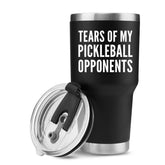 Panvola Tears pickleball tumbler front view shows bold color and temperature control