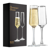 PARACITY champagne flutes set of 2 with 8.5oz capacity for refined toasts.