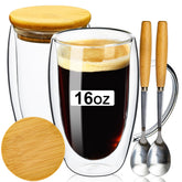 PARACITY double-wall mug with bamboo lid and spoon, spill-free seal for hot beverages.