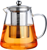 PARACITY glass teapot on stove showing clear 950 ml capacity for rich brews.