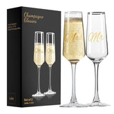 PARACITY Mr and Mrs champagne flutes for elegant toasts at weddings