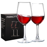 Paracity long-stem wine glasses, front view, ideal for red and white wine enjoyment.