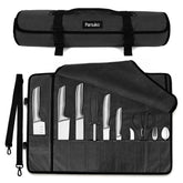 Parsuko Chef Knife Roll Bag black exterior highlights rugged waterproof design.