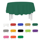 Party Dimensions green round tablecloth 84-inch on a table for outdoor events
