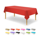 Party Dimensions red tablecloth for rectangle tables in a 12-pack, easy party setup.