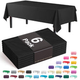 Party Solids black 54x108 tablecloth; ideal for quick, stylish coverage.