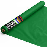 Party Solids emerald green tablecloth roll 40x300 in use for banquet setup