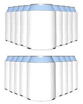 PartyPrints white blank can cooler sleeves bulk pack for cold drinks at parties.