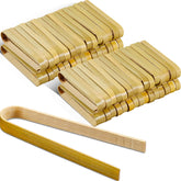 Patelai 4-inch mini bamboo tongs for toasts and small snacks; convenient disposable design.