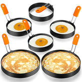 Patelai 6-piece egg ring set with stainless steel rings for versatile breakfast molds.