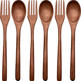 Patelai 6-piece wooden spoons and forks set for durable daily dining.