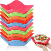 Patelai multicolor bowl holder set protects hands when lifting hot bowls.