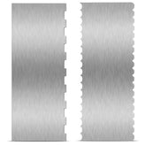 Patelai stainless steel cake scraper with large edge for smooth cake sides.