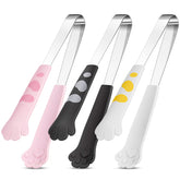 Patelai cat paw tongs pink with precise grip for delicate foods without scratching non-stick cookware.