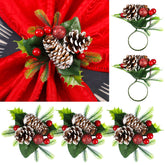 Patelai Christmas napkin ring Pinecone 6-pack for festive table decor