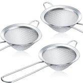 Patelai three-piece tea strainers with conical mesh for clean, pulp-free infusions.