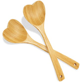 Patelai wooden heart spoon closeup shows durable bamboo and smooth finish for safe cooking.