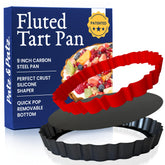 Patz&Patz fluted tart pan 9-inch with removable bottom ready for clean release