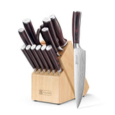PAUDIN 14-piece knife set in block for organized storage.