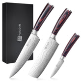PAUDIN 3-piece knife set main shot showing versatility in kitchen tasks and clean lines