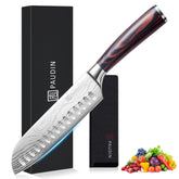 PAUDIN Santoku 7-inch knife with razor-edge for precise, clean slices.