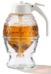 PAULSWAY not chromed glass honey dispenser with no-drip stand for mess-free pouring