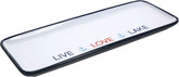 Pavilion Live Love Lake 12in blue tray showcases durable stoneware for entertaining.