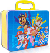 Paw Patrol puzzle lunchbox front view with durable metal construction.