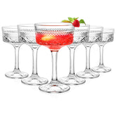 Paysky ribbed coupe glasses 10 oz front view, ideal for elegant cocktails and champagne