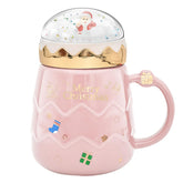 Peclek Christmas mug with snow globe lid for festive coffee moments.