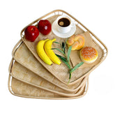PEMAR bamboo wicker tray set 4 rectangular with handles for versatile serving and decor