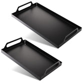 Peohud two-pack black metal serving tray large with handles, ideal for entertaining.