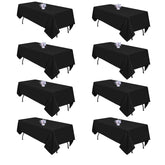pepmily 8-pack black tablecloths ideal for 6-foot tables at events.