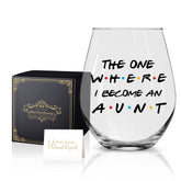 Perfectinsoy Aunt wine glass gift box with stemless design, ideal for gifting.