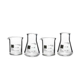 Periodic Tableware lab beaker shot glasses front view show precise 40 ml pours.