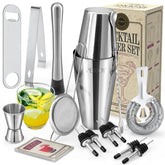 Perjoy cocktail shaker set front view with 25oz and 20oz shakers for versatile home bartending